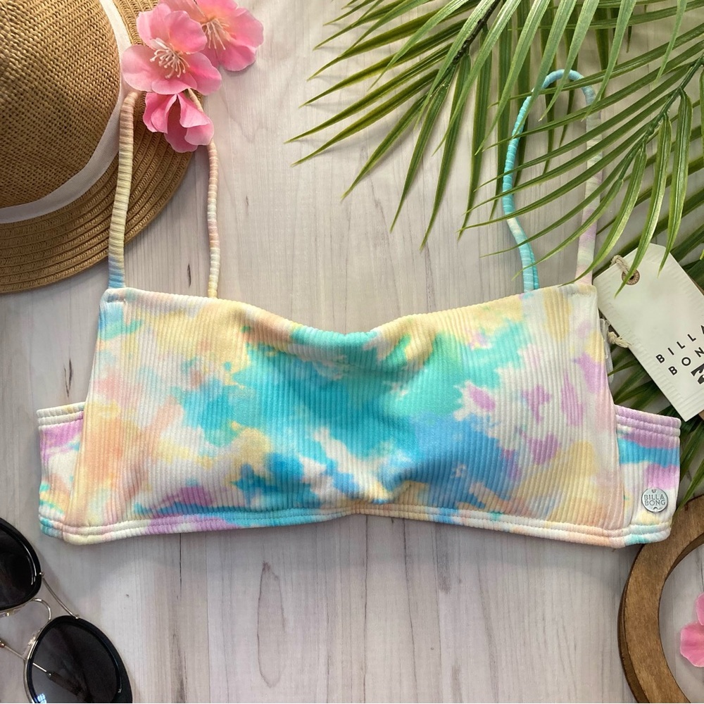 Billabong 💜 Tie Dye Square Bralette Bikini Top 👙☀️🏝️